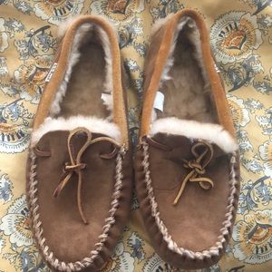 LL Bean Wicked Good Shearling Slippers Lambswool Leather Fur Lined Men's 10